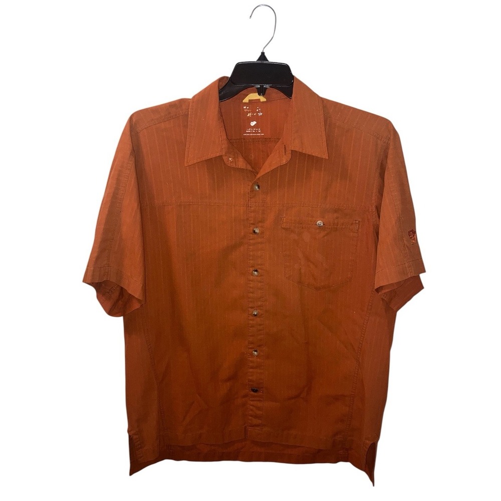 Mountain Hardwear Shirt Sz L Rust Orange Button Up Organic Cotton
